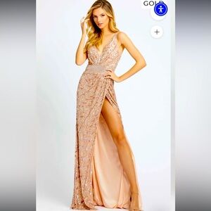 Mac Duggal rose gold sequin dress